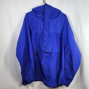 Vintage LL Bean Blue Hooded Anorak‎ Pullover Windbreadker Jacket Mens Large